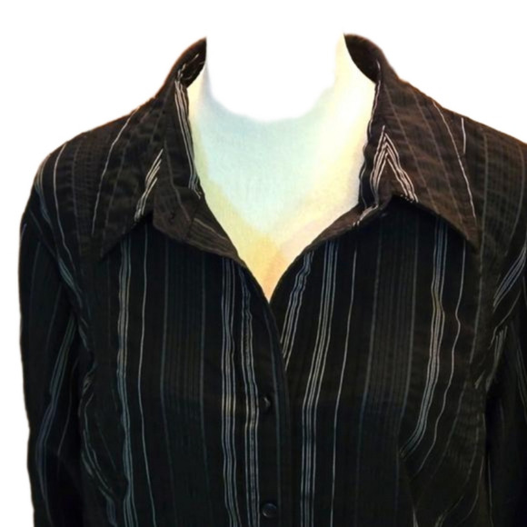 East 5th Long Sleeve Fancy Striped Button Down Shirt Womens size 2X - Picture 2 of 12